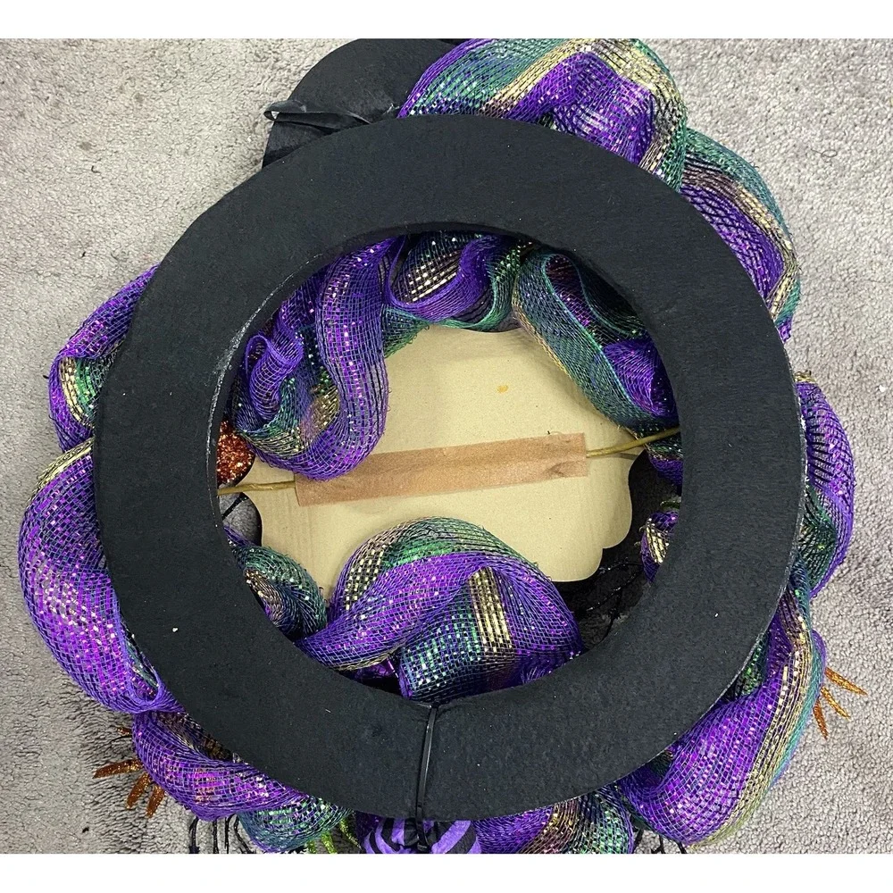 Halloween Decorative Wreath With Witch Legs Purple/Black&Orange 36
